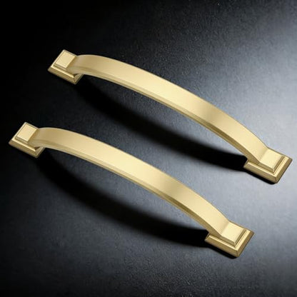Probrico 5 Pack 5 Inch Brass Gold Cabinet Pulls Solid Zinc Alloy - color: Gold, size: 5" Hole Center(128mm)