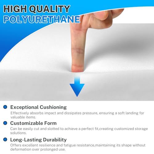 Polyurethane Foam Padding, 2 PCS 16 x 12 x 1 Inch White Soft Cuttable Packing Foam Inserts for Cases, Furniture, Automotive and Packaging - color: White, size: 16x12x1 2P