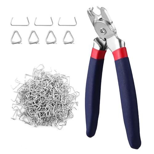 WORKPRO Bent Hog Ring Pliers with 500 Pcs 3/4" Hog Rings - style: Bent Hog Ring Pliers Set