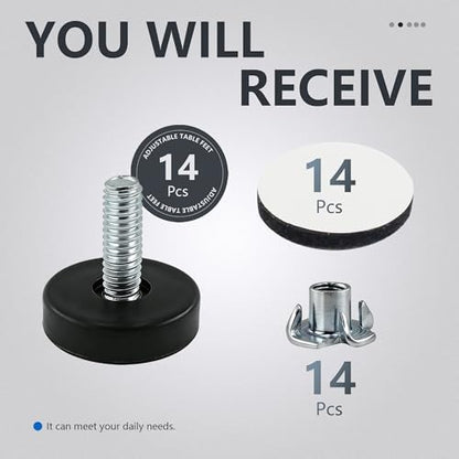 BDS-Home 42pcs 1/4" ThreadFurniture Leveling Feet with T-Nuts - color: With Screws