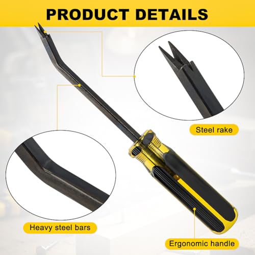 3-Piece Heavy Duty Staple Remover Tool Set, Tack Puller and Nail Puller for Removing Staples from Furniture, Flooring, Carpet, Wood Cases, Cartons and Picture Frames, Black & Yellow