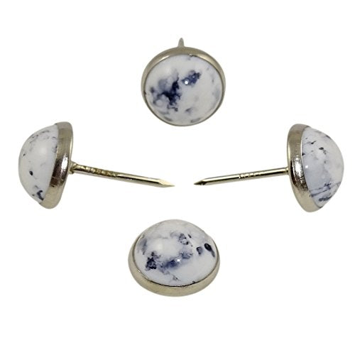 Decotacks® 7/16" Marble Design Upholstery Nails Sofa Tacks 25 PCS/Pack DWM (White) - color: White