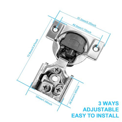 1/2 Inch Overlay Soft Close Cabinet Hinges, 30 Pack Slow Soft Close Hinges for Kitchen Cabinets Satin Nickel Hidden Self Closing Kitchen Cabinet Hinges for Cupboard - size: 1/2 inch Overlay