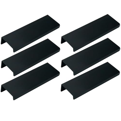 Black Finger Pulls, 3.94 Inch, 2.52 Inch Spacing, 6Pcs - color: Black, size: 100mm/3.94", style: Straight Edge