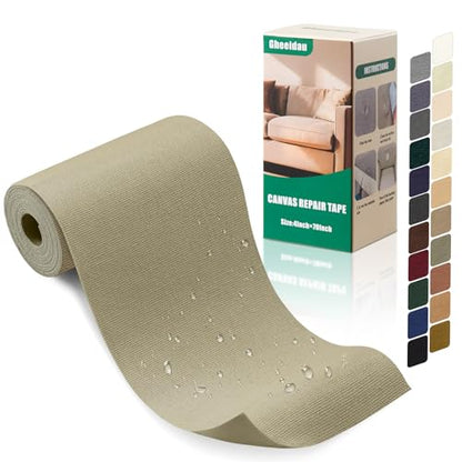 Gheeidau Canvas Repair Tape 4×70 Inch Waterproof Self-Adhesive Fabric Repair Patch for Repairing Boat Covers,Tents,Patio Umbrellas,Car Seats,Luggage,Sofas.(Khaki) - color: Khaki, size: 4"×70"