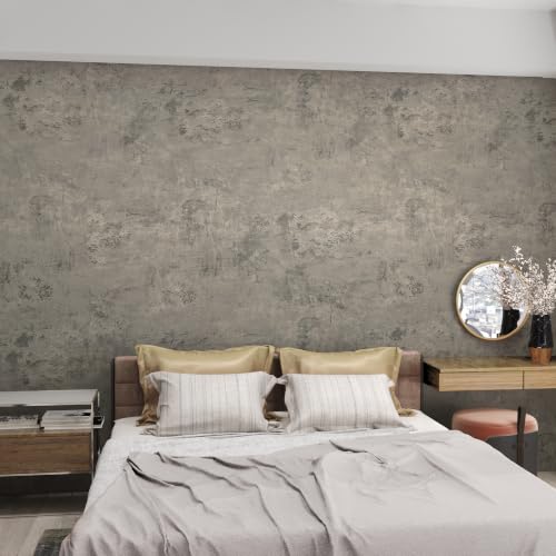 3yecao Grey Concrete Wallpaper Peel and Stick Gray Concrete Contact Paper - size: 24" x 354"
