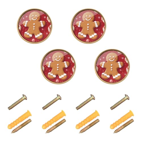4 Pack Christmas Gingerbread Cabinet Knobs Round 1-1/4 Inch (32 mm) Dresser Drawer Pulls Kitchen Cabinet Hardware Handles Knobs for Dresser Kitchen Drawer - color: C169