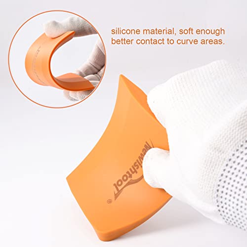 NEWISHTOOL Soft Silicone Small Squeegee for Vinyl, 2 PCS Rubber PPF Tool - color: Orange