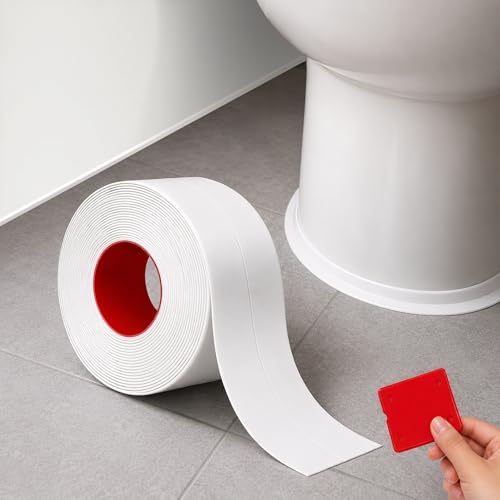 Caulk Tape, 1 Roll, 1.5 in x 10.5 ft, Waterproof Adhesive Seal with Tool - style: White