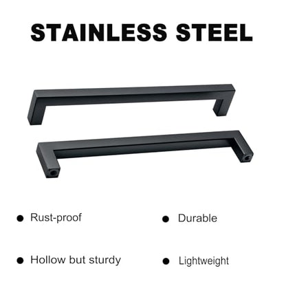 30 Pack Matte Black Cabinet Handles Black Square Dresser Pulls Cupboard Drawer Handles 8" Hole Center 203mm Modern Stainless Steel Kitchen Cabinet Hardware - color: Matte Black, size: 8 inch hole center (203mm)