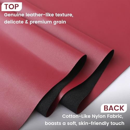 KUUP Smooth PU Faux Leather Fabric Sheets, 1 Yard 54" x 36", 0.8mm Thick - color: Wine Red, size: 1 yard