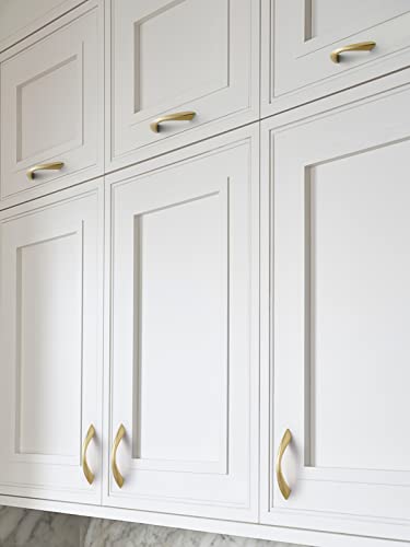 Brushed Gold Cabinet Pulls 3-3/4 Inch Arch Twisted Brass Handles Drawer Kitchen Cupboard Bathroom Dresser Cabinet Hardware Zinc Alloy 5 Pack - color: Brushed Gold, size: 3.75 inch Hole Centers