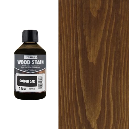 Littlefair's Wood Stain Water Based - 8.5oz/250ml - Indoor Furniture Stain Light & Dark Finishes - Special Non Toxic & Eco Friendly Formula - Wood Stain for Crafts - Color: Golden Oak - color: Golden Oak, size: 8.5oz/250ml