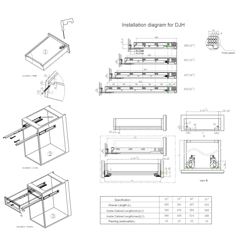 6 Pairs 12 Inch Undermount Soft Close Drawer Slides - size: 12inch