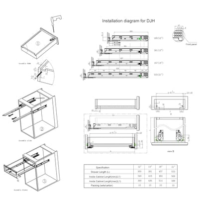 6 Pairs 12 Inch Undermount Soft Close Drawer Slides - size: 12inch