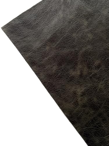 Natural Grain Cow Leathers: 12'' x 24'' Pre-Cut Leather Pieces (Olive Distressed, 1 Piece) - color: Olive Distressed, size: 1 Piece