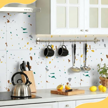 Nuanchu 36 Pcs Peel and Stick Wall Panels, 12x12 Inch, White Terrazzo - color: White Terrazzo