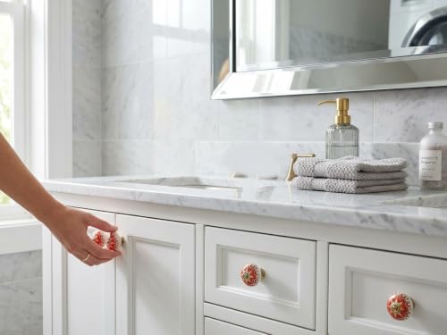 Red Ceramic Cabinet Knobs (Pack of 6) - color: Red, style: Art Deco