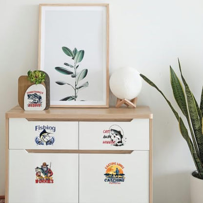 Peacoblue Fishing Rub On Transfers for Craft, Transfer Sticker - style: Fishing
