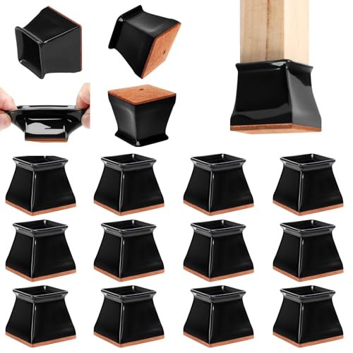 CHUNZEXI 16 Pack Square Chair Leg Floor Protectors for Hardwood Floors - color: Black-16pack, size: Square S
