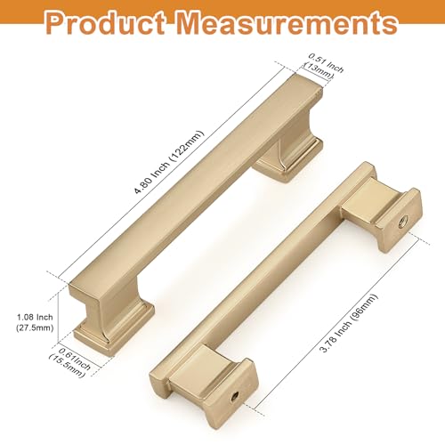 Probrico 10 Pack Champagne Bronze Cabinet Handles 3 3/4 Inch(96mm) Hole Center Kitchen Cabinet Pulls, Brushed Brass Cabinet Hardware for Cupboard Champagne Bronze Dresser Drawer Pulls - color: Champagne Bronze, size: 3.75 inch hole center