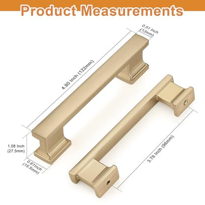 Probrico 10 Pack Champagne Bronze Cabinet Handles 3 3/4 Inch(96mm) Hole Center Kitchen Cabinet Pulls, Brushed Brass Cabinet Hardware for Cupboard Champagne Bronze Dresser Drawer Pulls - color: Champagne Bronze, size: 3.75 inch hole center