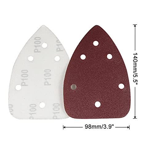 30 Pcs Mouse Detail Sander Sandpaper 6 Hole, 100 Grit Hook and Loop Detail Sandpaper, for Metal Woodworking Grinding Polishing - style: 100 Grit