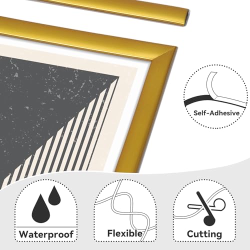 9.8 Ft Peel and Stick Wall Molding Trim, Flexible PVC Trim - color: Gold, size: 9.8 Ft