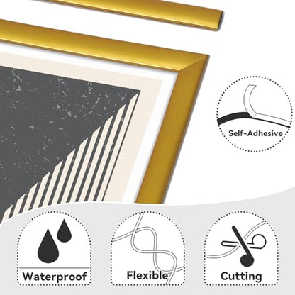 9.8 Ft Peel and Stick Wall Molding Trim, Flexible PVC Trim - color: Gold, size: 9.8 Ft