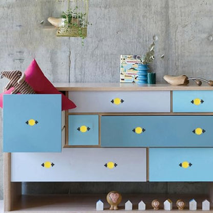 HUAMULAN Ceramic Knobs Cabinet Pulls with Black Base Backplate 10 Pack - color: Yellow Knob + Black Base