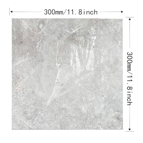 20-Pack Peel and Stick Grey Marble Tiles (11.8" x 11.8") – 19.4 Sq. Ft. Waterproof PVC Shower & Backsplash Tiles for Bathroom, Kitchen, and Living Room – Self-Adhesive, Easy Installation