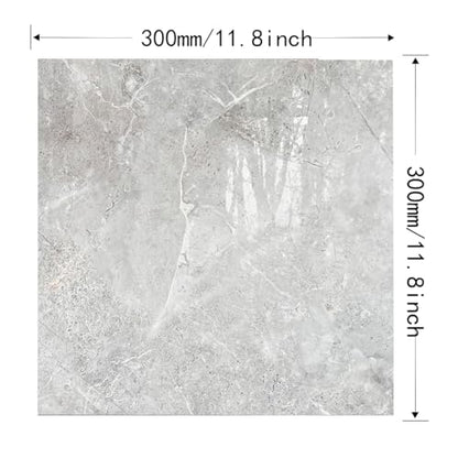 20-Pack Peel and Stick Grey Marble Tiles (11.8" x 11.8") – 19.4 Sq. Ft. Waterproof PVC Shower & Backsplash Tiles for Bathroom, Kitchen, and Living Room – Self-Adhesive, Easy Installation