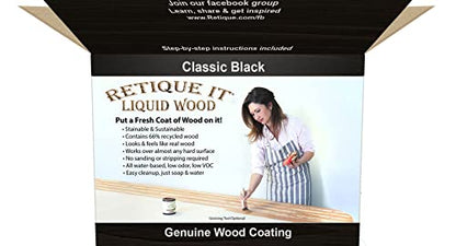 Water-Based Gel Stains by Retique It (Liquid Wood Kit, 10 Classic Black) Thin Waterbased Hybrid - color: 10 Classic Black, size: Liquid Wood Kit