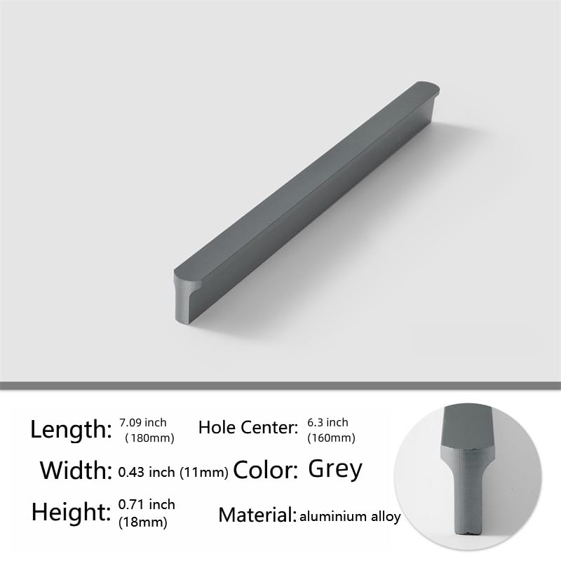 5 Pack Grey Cabinet Pulls - Kitchen Hardware Handles for Dresser Drawers -T Shape Cabinet Hardware (7.09 inch,Grey) - color: Gray, size: 7.09 inch