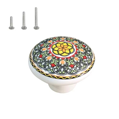 HUAMULAN Ceramic Knobs Boho Cabinet Pulls Drawer Door Handles 15 Pack - color: Dark Grey Floral