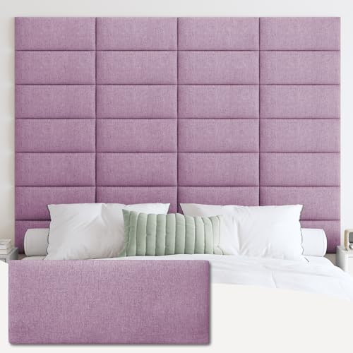 IFNOW Wall Mounted Headboard, Peel and Stick Panels, Dark Pink, Queen - color: Fabric-dark Pink, size: Queen