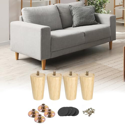 uxcell 4 Pack Furniture Legs, 3 Inch Round Wood Legs, Replacement Chair Feet for Couch Sofa Chair Bed Dresser Cabinet - size: 3 inch