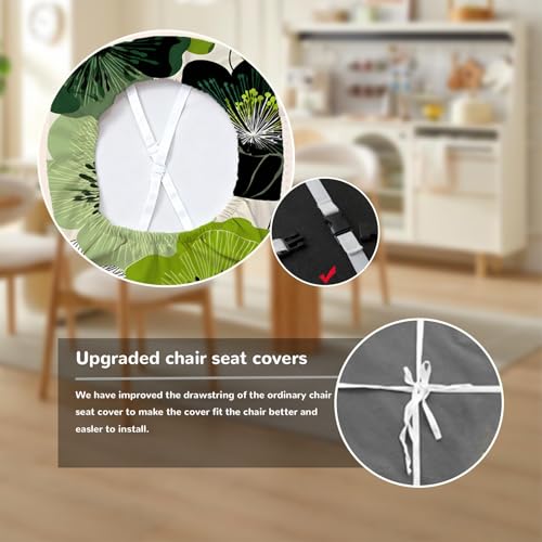 Chair Seat Covers - Waterproof Stretch Printed Dining Room Chair Cover with Elastic Ties Removable Washable Dining Upholstered Chairs Protector (Cyan, Four-piece Set) - color: Cyan, size: Four-piece set