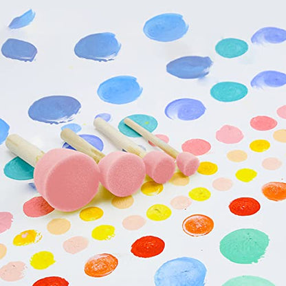 WAFJAMF 20 Pcs Round Sponges Brush Set 4 Sizes DIY Painting Tools - color: Pink