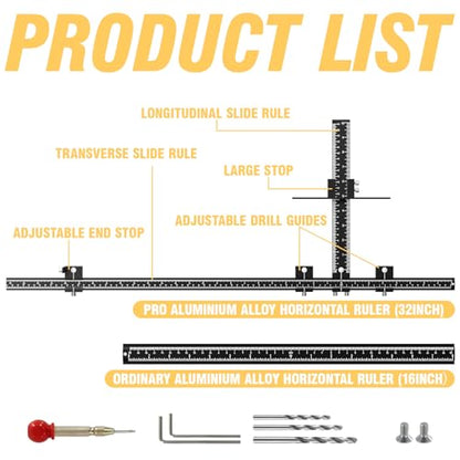 Extended Cabinet Hardware Jig Kit, 32-inch & 16-inch Detachable MAX