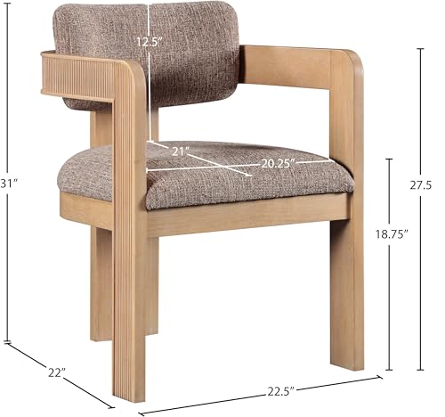 Meridian Furniture Sacha Linen Blend Dining Chair, Brown, Set of 2 - color: Brown