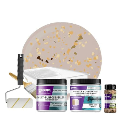 Beyond Paint Countertop Makeover Kit with Paint, Sealer, Flecks and Tools for Countertops, Sand - color: Sand