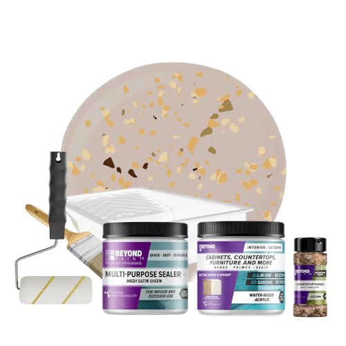 Beyond Paint Countertop Makeover Kit with Paint, Sealer, Flecks and Tools for Countertops, Sand - color: Sand