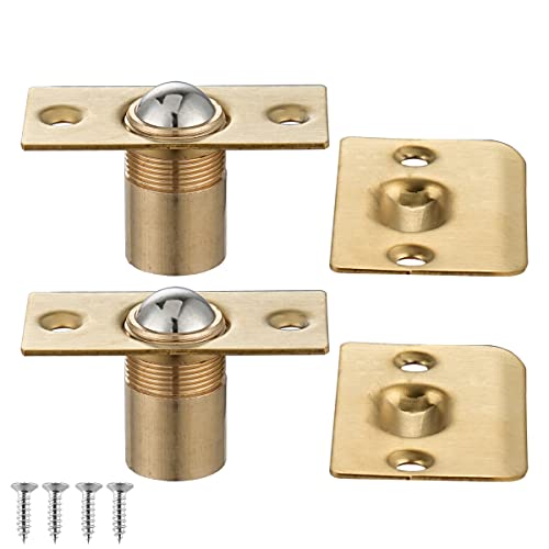 JQK Closet Ball Catch Door Hardware, Stainless Steel Catch Adjustable with Strike Plate, Gold Finish 2 Pack, HBC100-BG-P2 - color: Gold, size: Standard 2 Pack