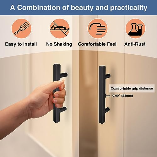AEEKEL 30 Pack 6" Length Kitchen Cabinet Handles, Matte Black Drawer Pulls - color: Matte Black, size: 3-3/4 In Hole Center