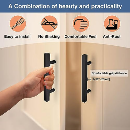 AEEKEL 30 Pack 6" Length Kitchen Cabinet Handles, Matte Black Drawer Pulls - color: Matte Black, size: 3-3/4 In Hole Center