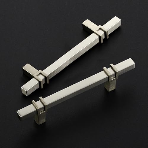 HOME EDIT 3-3/4 inch Brushed Nickel Cabinet Handles, 10 Pack Kitchen Cabinet Handles Drawer Pulls Zinc Alloy Square Bar Kitchen Pulls - color: Brushed Nickel, size: 3-3/4 Inch Hole Center