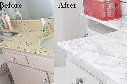 Marble Contact Paper White Extra Wide Peel and Stick for Kitchen Countertop - color: Gray/White, size: 23.6" x 118"