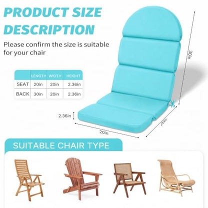 Adirondack Chair Cushion, 50x20 in Outdoor Rocking Seat Pad, 2 Pack - color: Teal, size: 2 pack