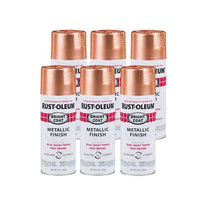 Rust-Oleum Stops Rust Bright Coat Metallic Spray Paint, Copper - color: Copper, size: 11 Ounce (Pack of 6)